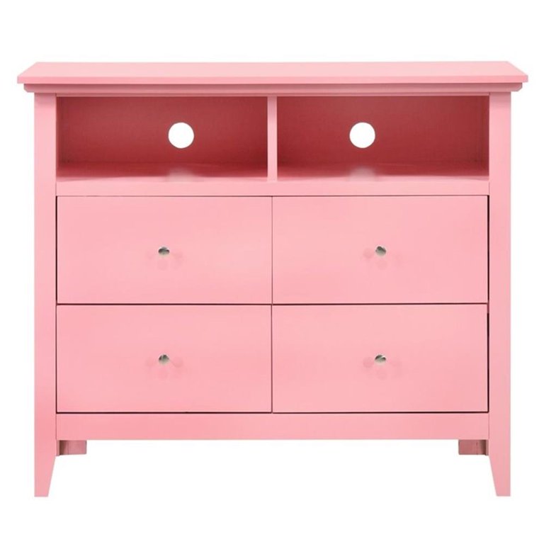 pink dresser and nightstand set Home Square 3-Piece Set with Dresser TV Stand and 3-Drawer Nightstand in  Pink