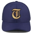 thumbnail image 2 of Daxton Premium Mid Profile Hat Semi Curved Visor Navy Cap Black Gold Gothic Embroidered, Letter T, 2 of 4