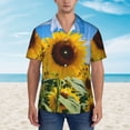 thumbnail image 2 of Bingfone Men's Short Sleeve Button Down Shirts Hawaiian Sky Golden Sunflower Field B Printed Beach Shirt, 2 of 7