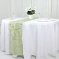 thumbnail image 3 of BalsaCircle 12" x 108" Sage Green Gold Geometric Polyester Table Runner Home Linens Decorations, 3 of 8