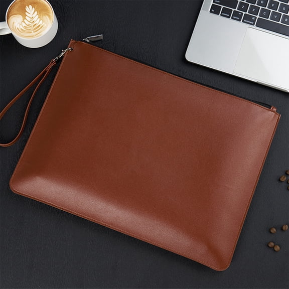 Tunhigl Leather Document Bag for Business Professionals – Waterproof Office Briefcase for Meetings Commuting Travel A4 File Folder Brown