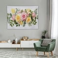 thumbnail image 2 of ONETECH  Tapestry White Pink Yellow Rose Flowers Love Eucalyptus Flora Leaves Nature Vignette Design Green Beautiful Wall Tapestry Wall Decor Blanket for Bedroom Home Dorm, 2 of 7