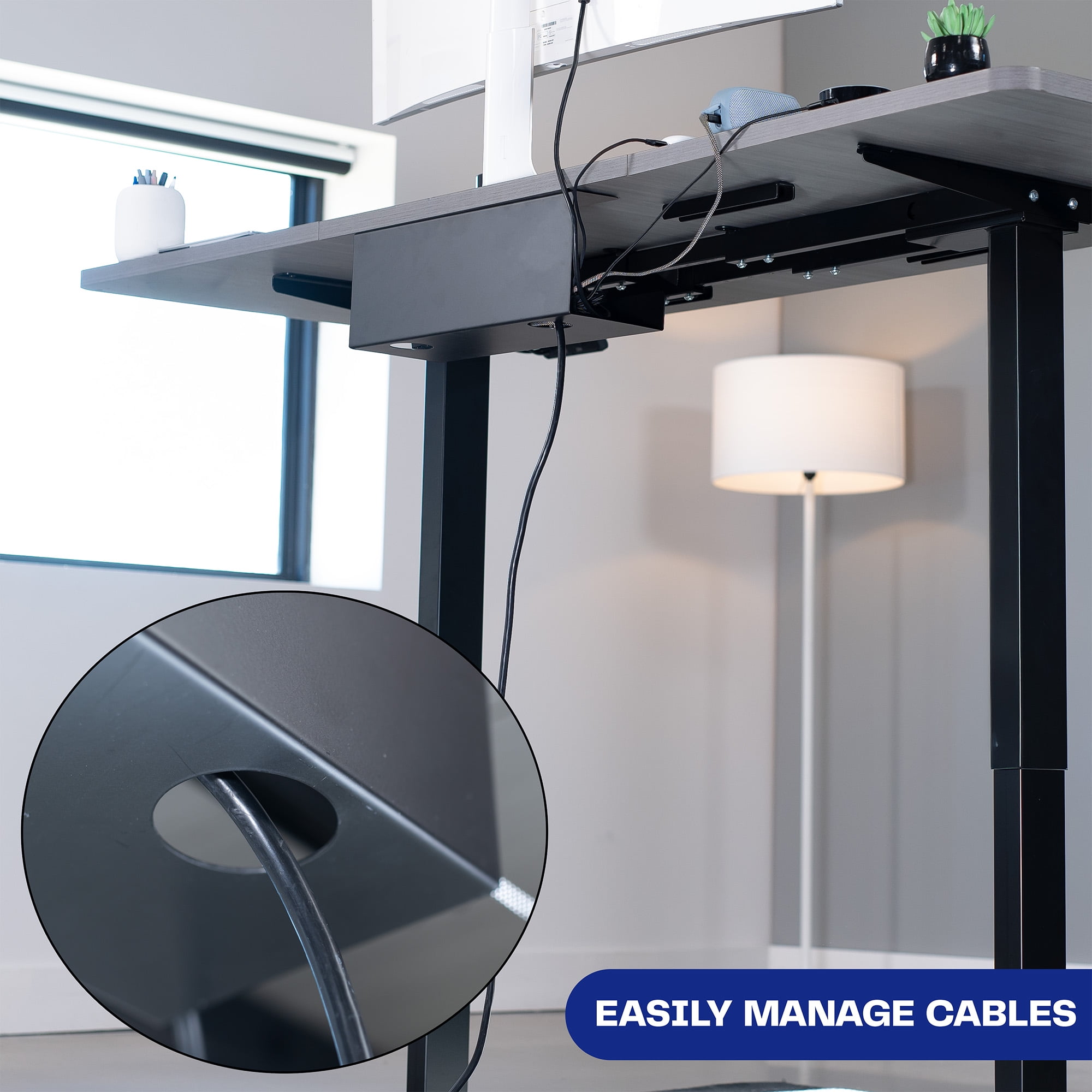 VIVO Black Extra Deep Under Desk Cable Management Tray