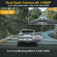 thumbnail image 3 of Fitcamx Front 4K + Rear 1080P Dash Cam Adapts for Ford Mustang 2015-2023 (HD2-0141) Ecoboost GT V6 Premium Bullitt Mach 1, OEM Look, WiFi & APP, 128GB Card, 3 of 5