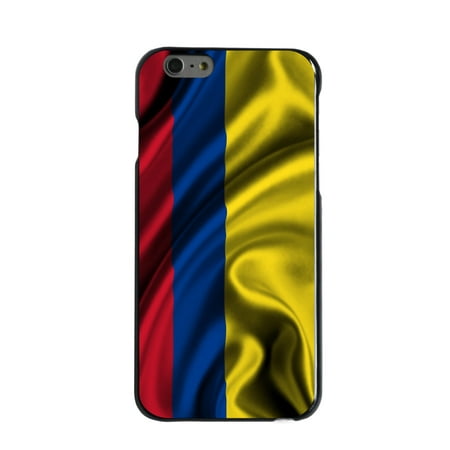 DistinctInk Case for iPhone 6 / 6S (4.7" Screen) - Custom Ultra Slim Thin Hard Black Plastic Cover - Colombia Waving Flag - Show Your Love of Colombia