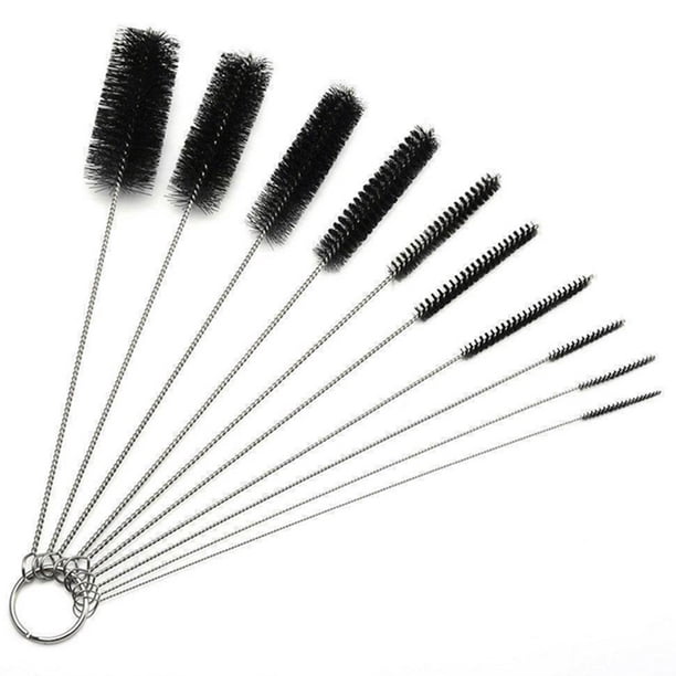 Cepillo Herramientas para Equipos Tatuaje Hardware Cepillo Nailon Limpieza Mecánica Cepillo Limpieza Diez Piezas Acero Inoxidable (negro)