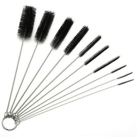 

Xuanchi 10pcs Nylon Tube Straw Brushes Set Glasses Keyboards Cleaning Brush (Black)