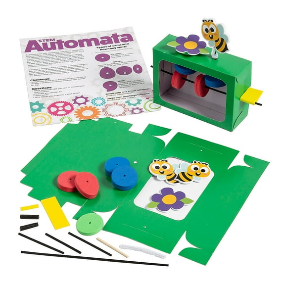 Fun Express STEM Bee & Flower Automata Activity Learning Challenge Craft Kit - Makes 12