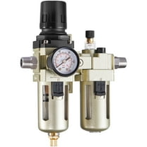 VEVOR Air Compressor Filter Regulator Lubricator (FRL), 3/8" NPT Air Compressor Water Separator, Semi-Auto Drain Air-Drying System with 5μm Brass Filter Element, 145PSI Max Working Pressure,Poly Bowl