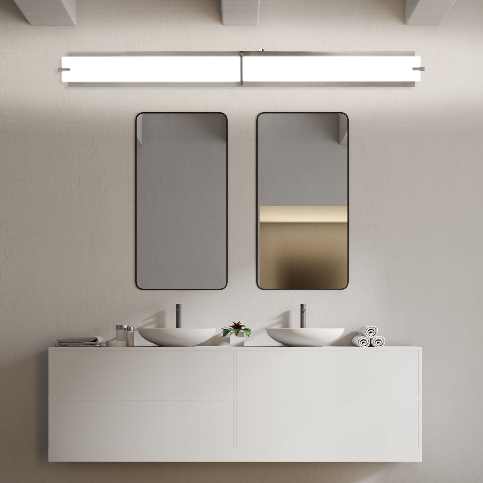 Luxrite 48" LED Vanity Light Brushed Nickel Bathroom Light Fixture 3CCT 40W 2800 Lumens Dimmable Damp Rated ETL Listed