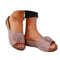 thumbnail image 3 of Slippers for Women,Stylish Opentoe Wedges With Leather Top And Flower Slippers Are Comfortable Shoes With Temperament,Womens Slippers,Pink,6, 3 of 9