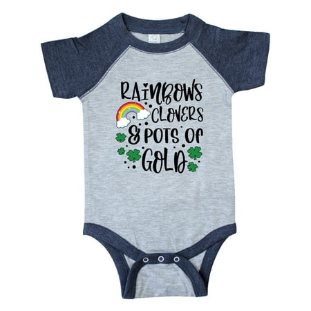 

Inktastic St. Patrick s Day Rainbows Clovers & Pots of Gold Gift Baby Boy or Baby Girl Bodysuit