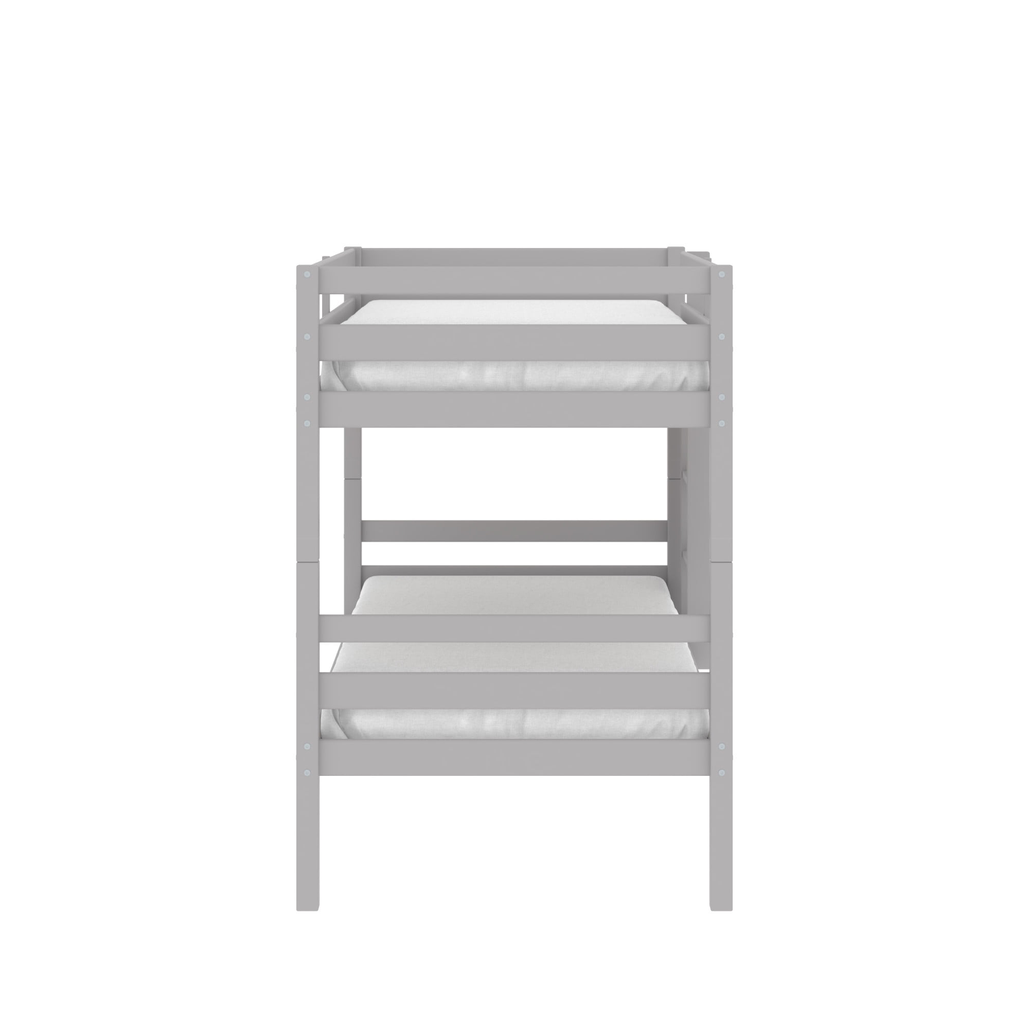 HH2Home Essentials Campbell Wood Twin over Twin Bunk Bed, Gray