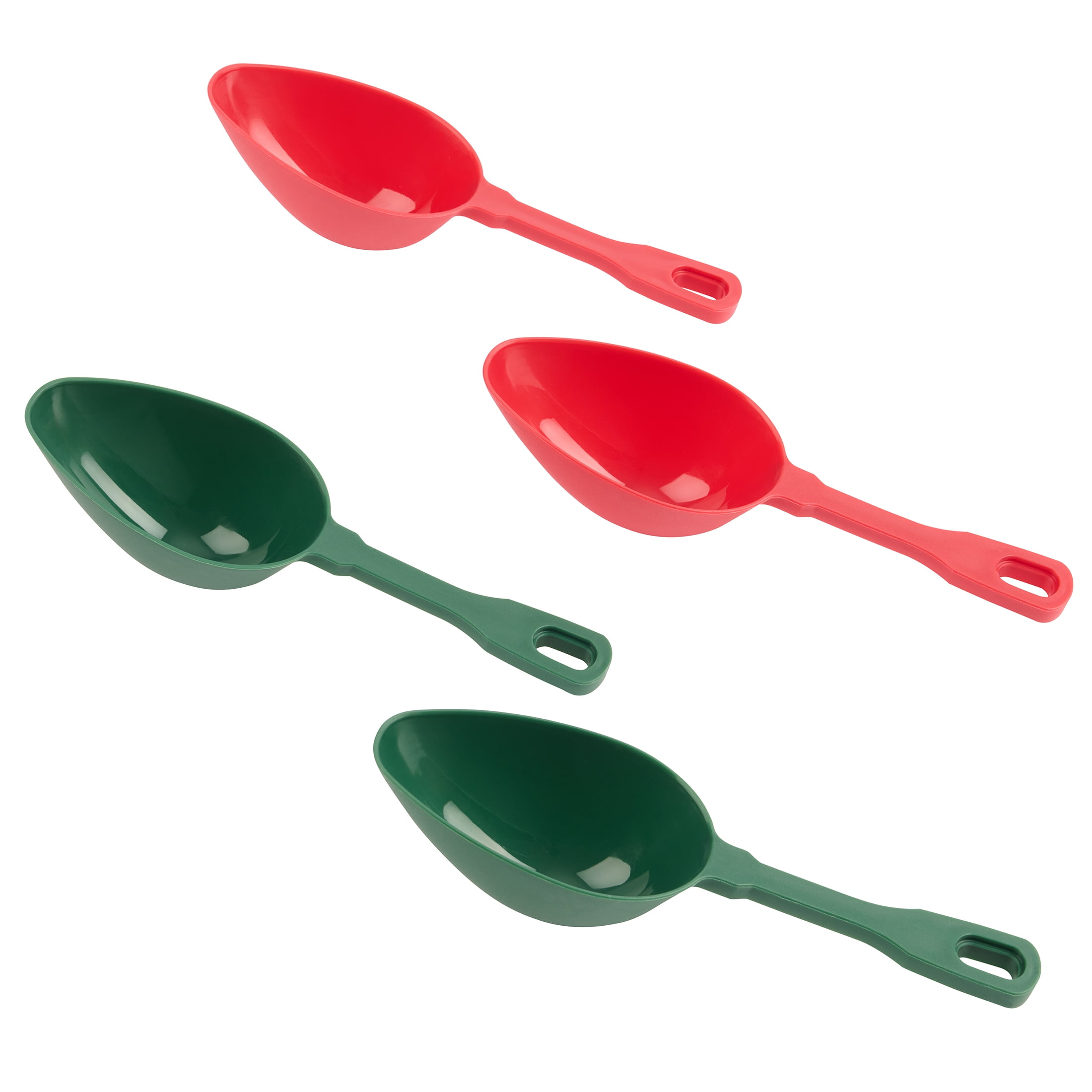 Holiday Time 4 Piece Mini Candy Shovel Scoop Set, Red and Green