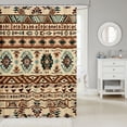 thumbnail image 2 of Manfei Western Aztec Women Bathroom Curtain 72x78, Hippie Triangle Abstract Shower Curtain 72x78, Vintage Bohemian Style Bathroom Decor, Bathroom Sets Decor, Waterproof, 2 of 6