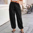 thumbnail image 2 of Womens Wide Leg Balloon Pants Casual Trendy Elastic Waist Wide Leg Harem Pants Baggy Pleated by Yigetop Black L, 2 of 7