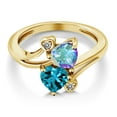 thumbnail image 3 of Gem Stone King 18K Yellow Gold Plated Silver Mercury Mist Mystic Topaz London Blue Topaz and White Diamond Ring for Women (1.98 Cttw, Heart Shape 6MM, Gemstone Birthstone, Size 7), 3 of 6