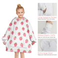 thumbnail image 6 of Red Strawberry Plants Fruit Pink Pattern Blanket Hoodies for Kids 6-13YR Oversize Wearable Blanket Hoodies for Boys Girls Teens, 6 of 7