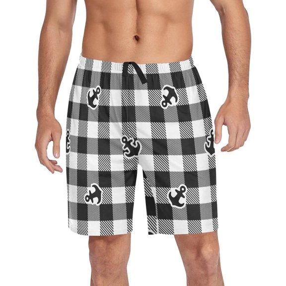 GZHJMY Anchor Pajama Pants Short for Men, Lounge Pants Lightweight Men Pajama Bottoms with Drawstring Pockets, Christmas New Year Birthday Gifts, Medium