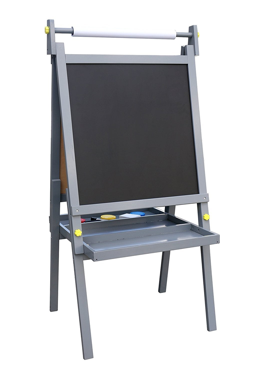 Pidoko Kids Standing Art Wooden Easel, Grey Dry Erase Board