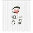 thumbnail image 3 of Valentine's Day Shower Curtain, Pop Culture Keep Calm Quote with Heart Shaped Eye Love Theme, Fabric Bathroom Set with Hooks, 69W X 75L Inches Long, Charcoal Grey Pale Pink, by Ambesonne, 3 of 3