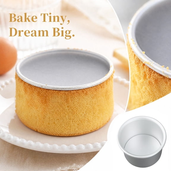 Mini Springform Cake Pans with Removable Bottom, 6-Pack, Silver Aluminum, for Home Baking