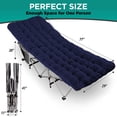 thumbnail image 4 of Zone Tech Folding Outdoor Camping Travel Cot and Cot Pad - Classic Navy Blue Lightweight Portable Heavy Duty Adult & Kids Travel Cot w/Large Pocket and Cushion (1-Pack with Blue Mattress), 4 of 5