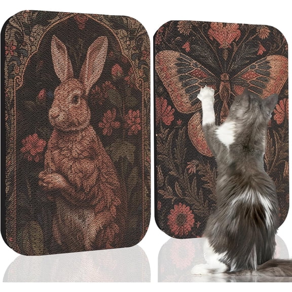 2 Art Scratcher, Wall-Mountable Scratch Pad, Wall Scratcher 16.7x11x1 Inch Board for Indoor Cats (Butterfly & )