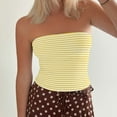 thumbnail image 6 of Horkkom Outfit for Women Going Out Summer Backless Tube Tops Striped Print Strapless Bandeau Tops L, Gifts for Women, 6 of 10