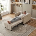 thumbnail image 3 of YIKEMA 4-in-1 Convertible Sleeper Chair Bed, 84 Inch Extra Long Pull Out Sofa for Tall Guests, Adjustable Backrest Lounge with Side Storage & Metal Frame, 500 lbs Capacity, Light Brown, 3 of 8