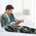 thumbnail image 6 of Fotbe Turtle In Jungle Waterfall Pattern Long Sleeve Pajama Set for Men,Sleepwear Set,2-piece Loungewear Set,Soft PJs Comfy Nightwear with Pockets-, 6 of 7