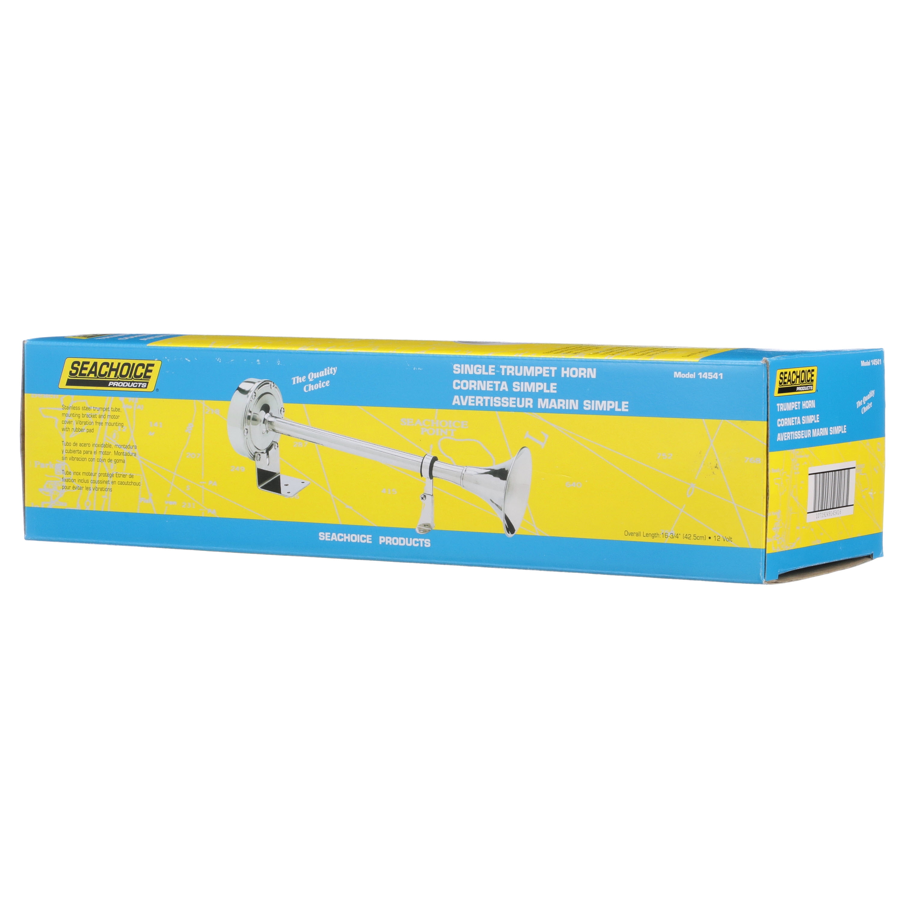 Seachoice 14541 Single Trumpet Horn Stainless Steel Tube And Mounting Bracket 106 Db 16 3 4 Inches Long 12v