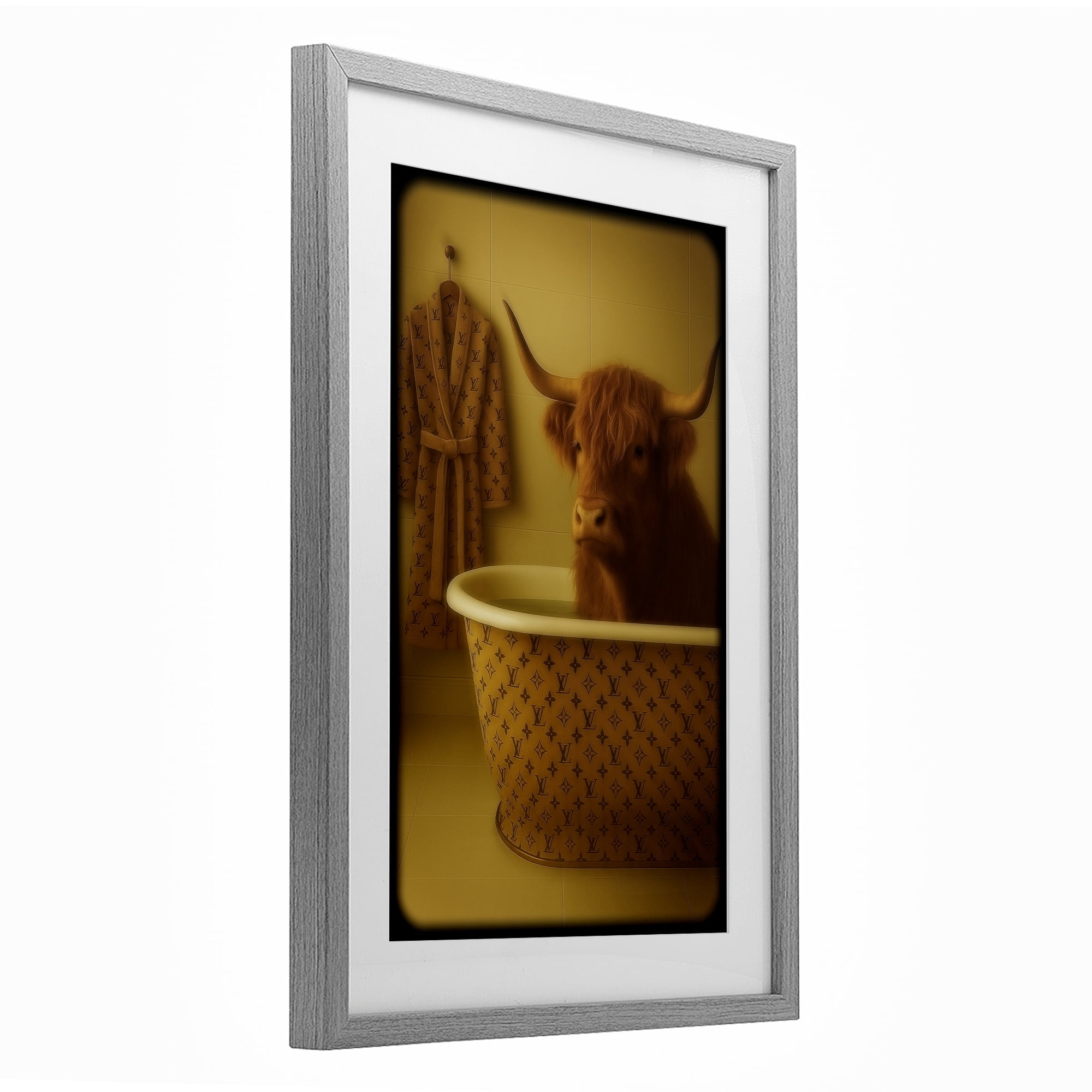 Stupell Industries Couture Highland in Luxury Tub Gray Framed Print Under Glass, design by Grotto Studios