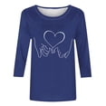 thumbnail image 3 of Tops de Cuello Redondo para las Mujeres Moda Impresa 3/4 Mangas Blusa Casual Top, Estante de Imitación, 3 of 5