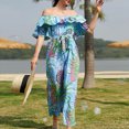 thumbnail image 4 of Monos De Mujer Mono de gasa con estampado floral Mamelucos casuales de una pieza para el trabajo (Azul XL) Ygjytge para Mujer Azul T XXL, 4 of 7