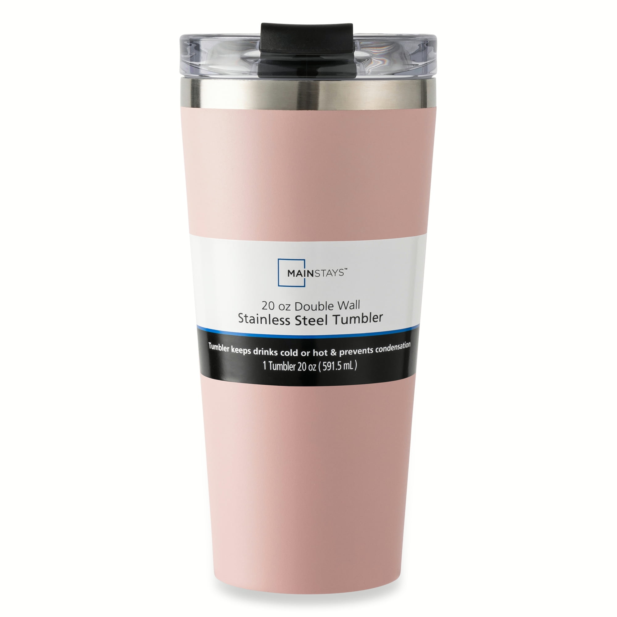 Mainstays 20 oz Stainless Steel Tumbler, Blush