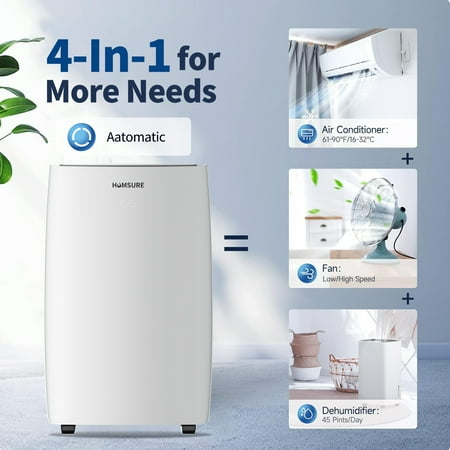 HUMSURE Portable Air Conditioner 14000 BTU(ASHRAE) ,Suitable for 420 sq ft of Rooms, Floor Standing Air Conditioning AC Unit with Remote Control and Installation Kit, 5-In-1 Function 9200BTU(SACC)