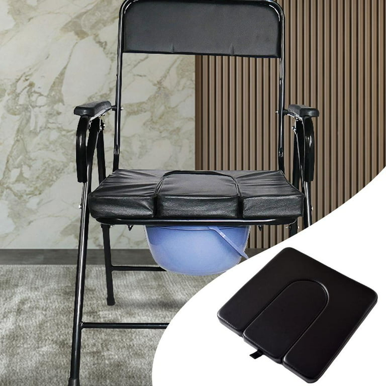 MUUL-WHCH PU Commode Seat Cushion, Black Padded Cushion for Bedside  Commodes, Chair, Shower Wheelchair, C Shape