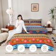 thumbnail image 3 of jejeloiu Vibrant Mexican Queen Comforter Set For Men Women,Floral Pattern Comforter Sets Queen,Orange Blue,Navy Blue Reversible,3-Piece,1 Comforter and 2 Pillowcases, 3 of 7
