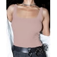 thumbnail image 2 of Women's Square Neck Sleeveless Bodysuit Double Lined Tops Thong Bodysuit, 2 of 3