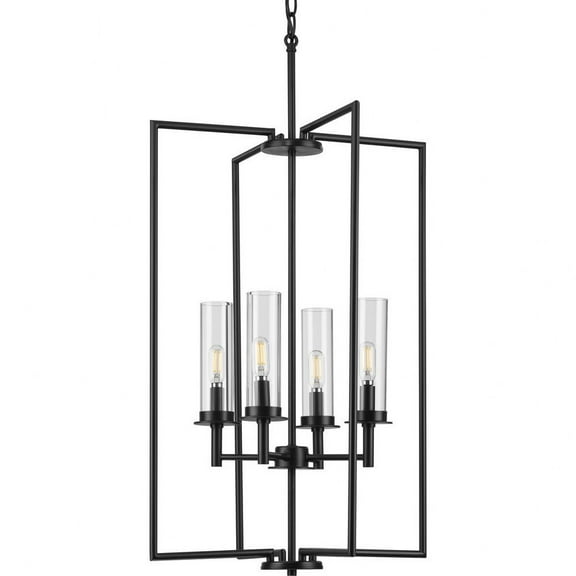 P500315-031-Progress Lighting-Kellwyn - 4 Light Foyer-Matte Black Finish    -Traditional Installation