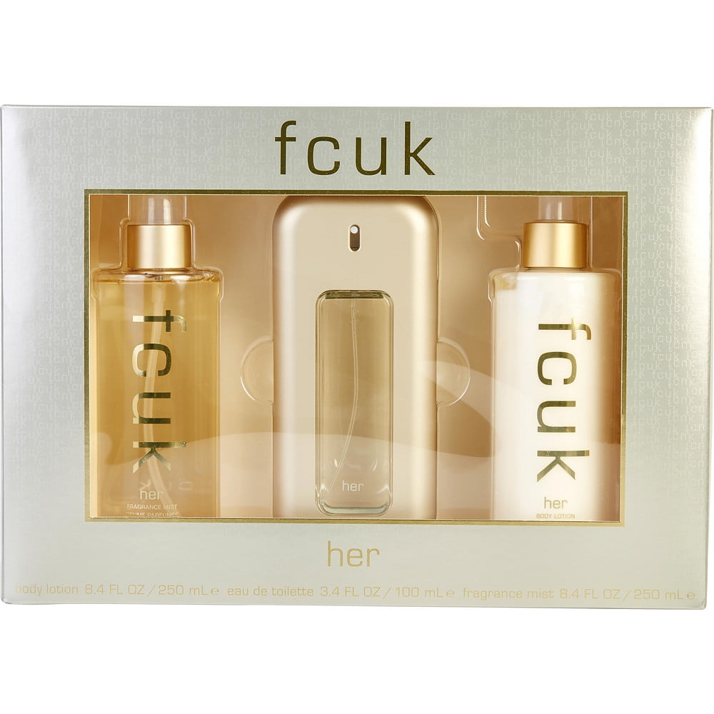 FCUK Women Edt Spray 3.4 Oz & Body Lotion 8.4 Oz & Fragrance Mist 8.4