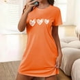 thumbnail image 2 of Nightgowns for Women Short Sleeve Waffle Knit Sleepwear V Neck Womens Nightgown S-XXL Orange XXL, 2 of 6