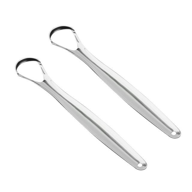 Raspadores de lengua Irfora Paquete de 2 raspadores de lengua de acero inoxidable para limpiar la lengua que reducen el mal aliento Limpiadores de lengua Herramienta de limpieza de lengua de metal Irfora Raspadores de lengua