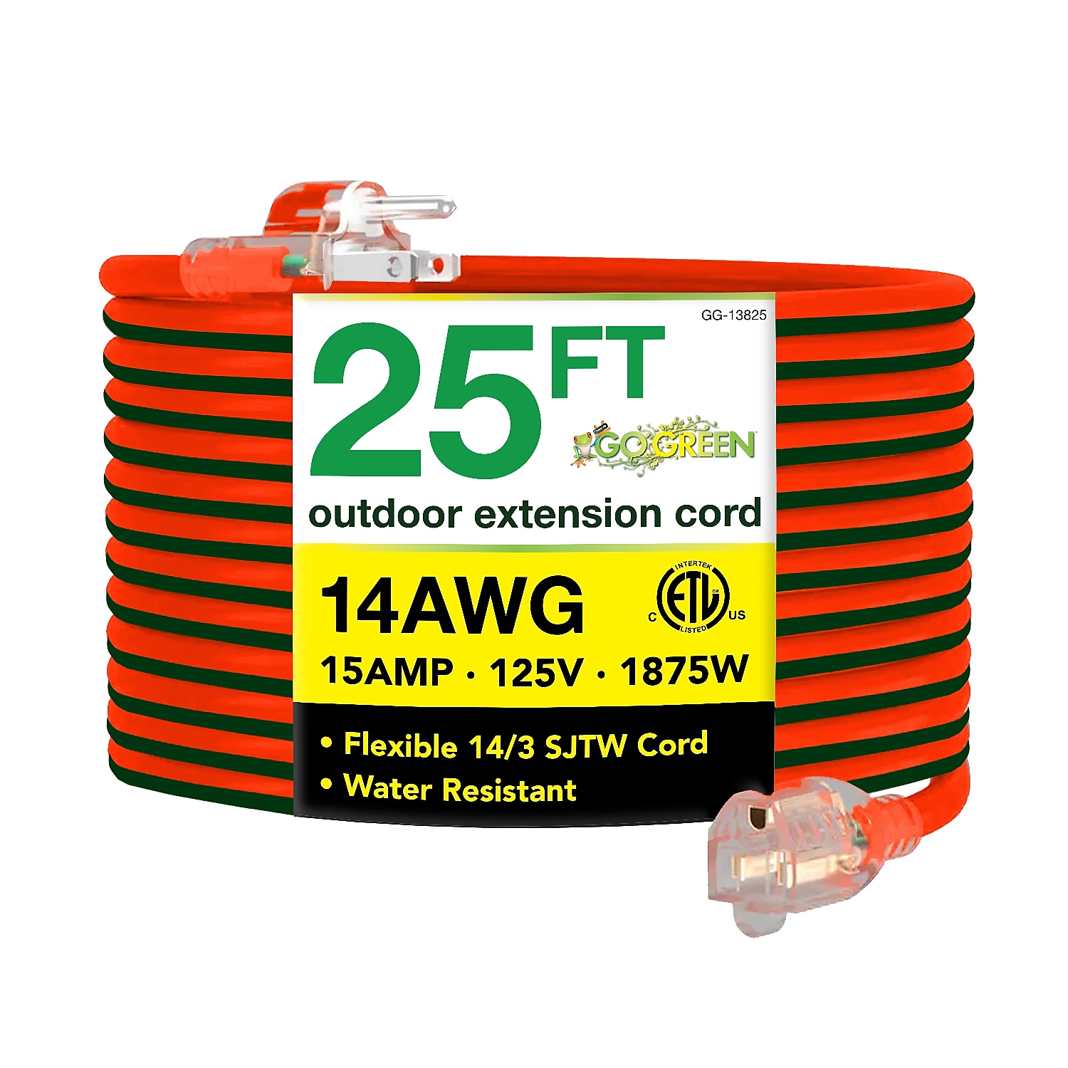 GoGreen Power 25ft Outdoor Lighted Extension Cord 14/3 SJTW photo 1