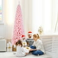 thumbnail image 4 of Gymax 8 FT Artificial Pink Christmas Tree w/ 1000 Branch Tips Folding Metal Stand, 4 of 10