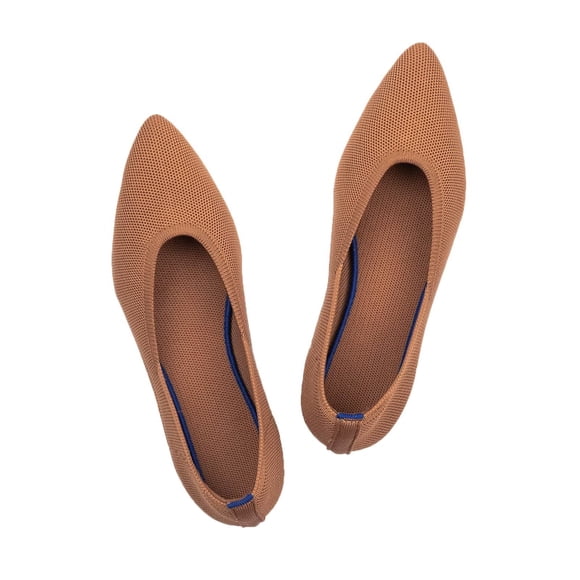 Frank Mully Zapatos de vestir de punto con punta en punta para mujer, zapatos cómodos para mujer, zapatos de ballet sin cordones para mujer, zapatos clásicos suaves con cuña baja Fawn 95
