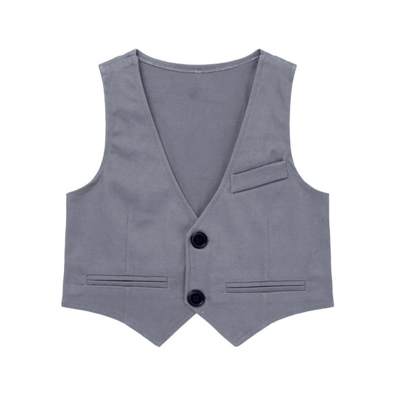 YIZYIF Kids Boys Sleeveless Gentlemen Suit Vest Formal Occasion Single-Breasted Waistcoat Wedding Birthday Party Vest Grey 12