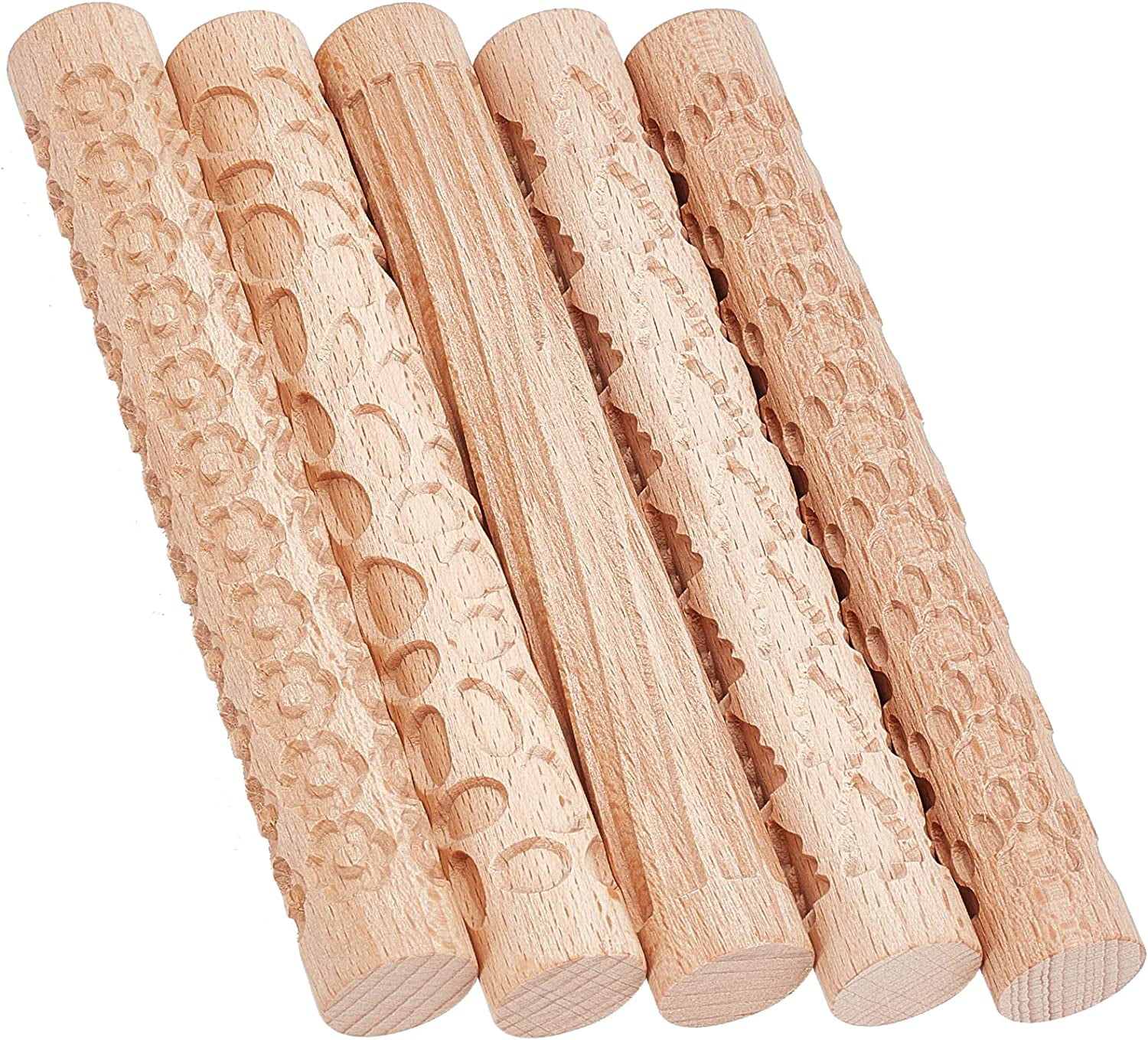  SYWAN 6Pcs Clay Modeling Pattern Rollers Kit, 5.9 Large Texture  Rollers for Clay Clay Rolling Pin Textured Hand Roller Wooden Handle Pottery  Tools : Arts, Crafts & Sewing