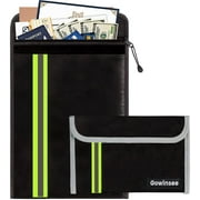 Gowinsee Improved 2 Pieces Fireproof Document Bag (38 x 28.5 cm), Silicone Coated Fireproof Waterproof Briefcase for A4 Documents, Passport Bank File, Money valuables (Black)